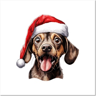 Funny Christmas Dog Face Posters and Art